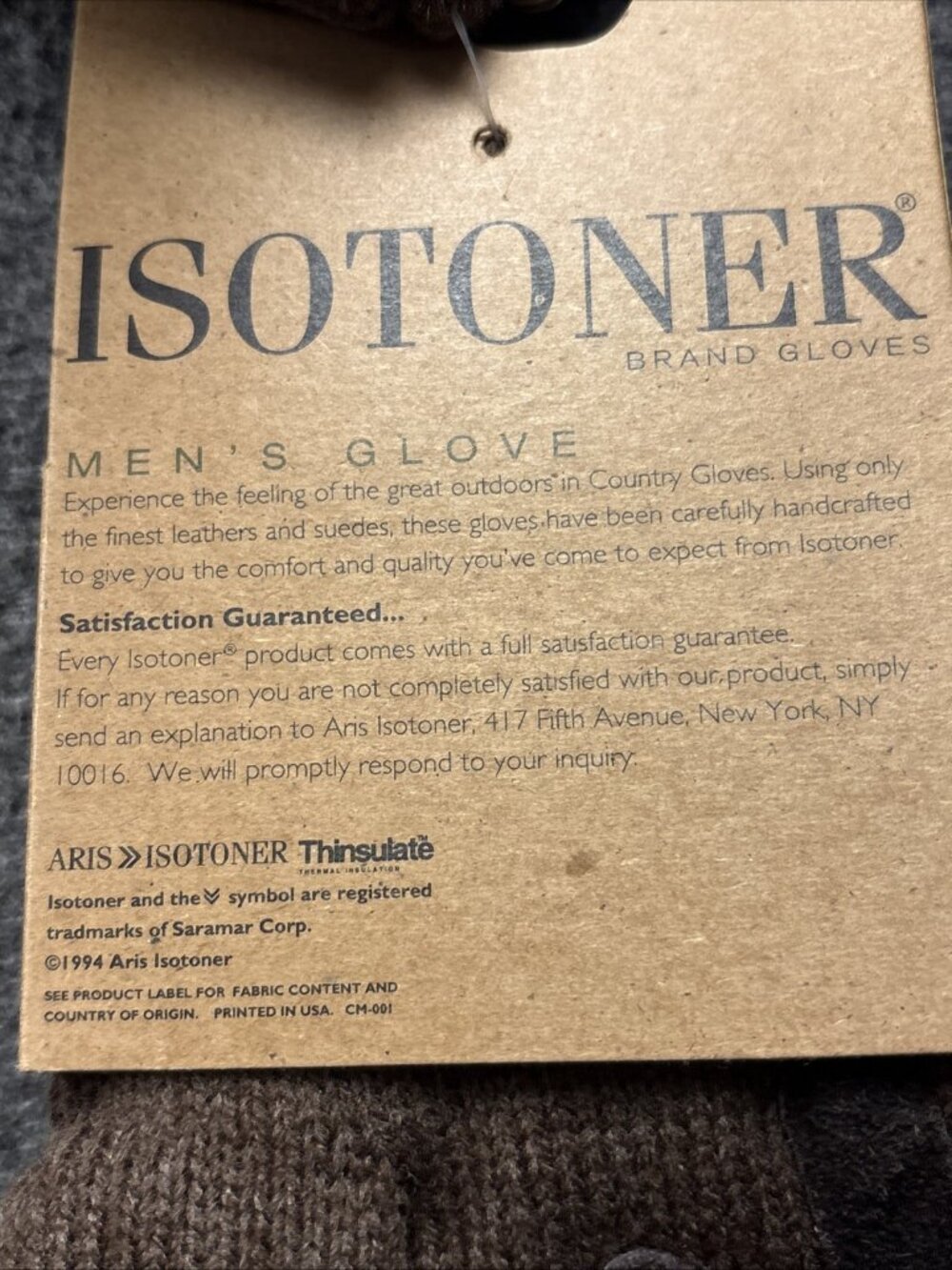 Isotoner Country Thinsulate Lined Brown Herringbone Men’s Gloves One Size NWT - Picture 6 of 7